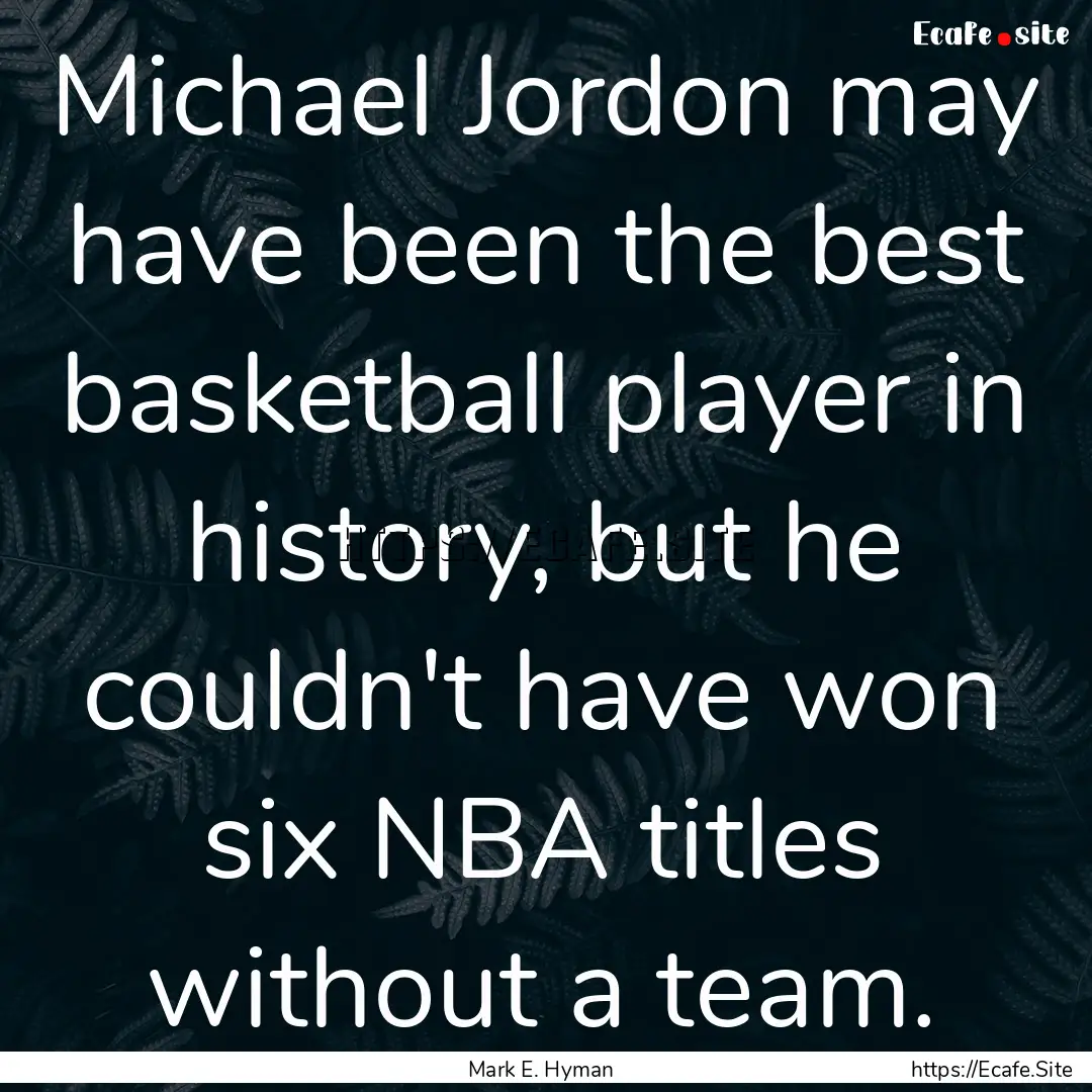 Michael Jordon may have been the best basketball.... : Quote by Mark E. Hyman