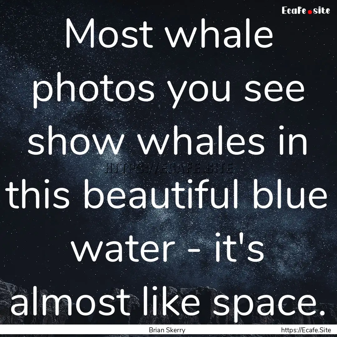 Most whale photos you see show whales in.... : Quote by Brian Skerry