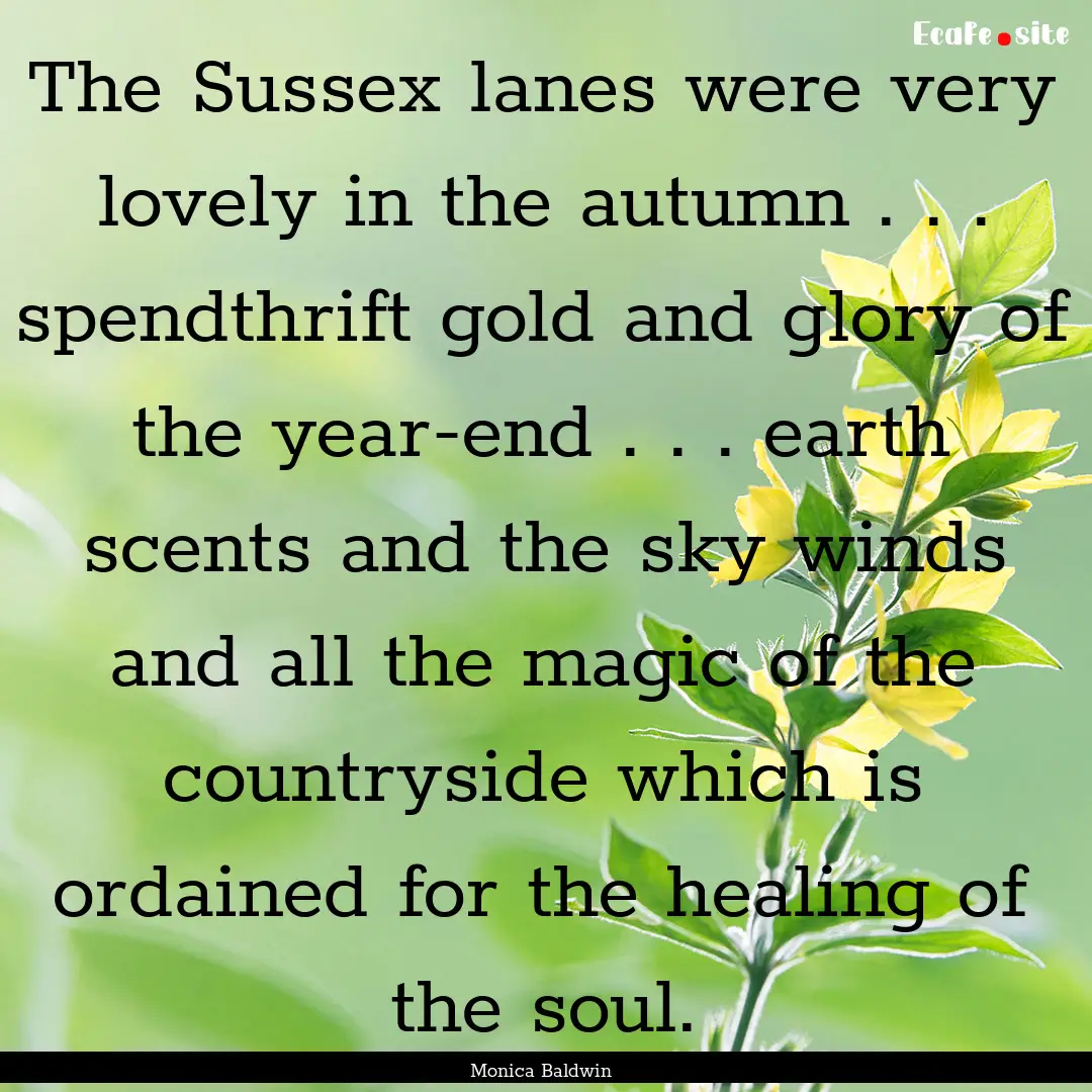 The Sussex lanes were very lovely in the.... : Quote by Monica Baldwin