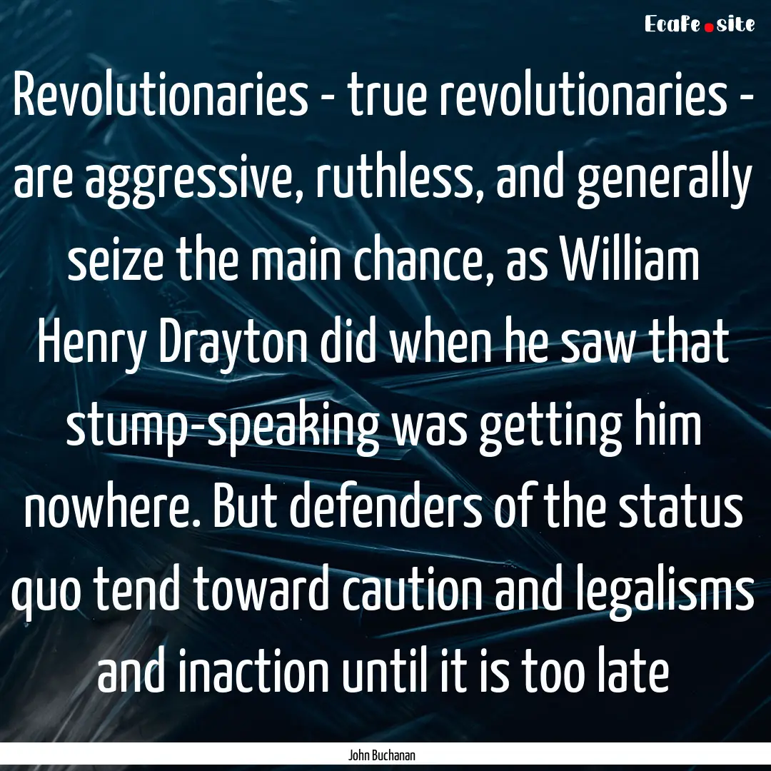 Revolutionaries - true revolutionaries -.... : Quote by John Buchanan