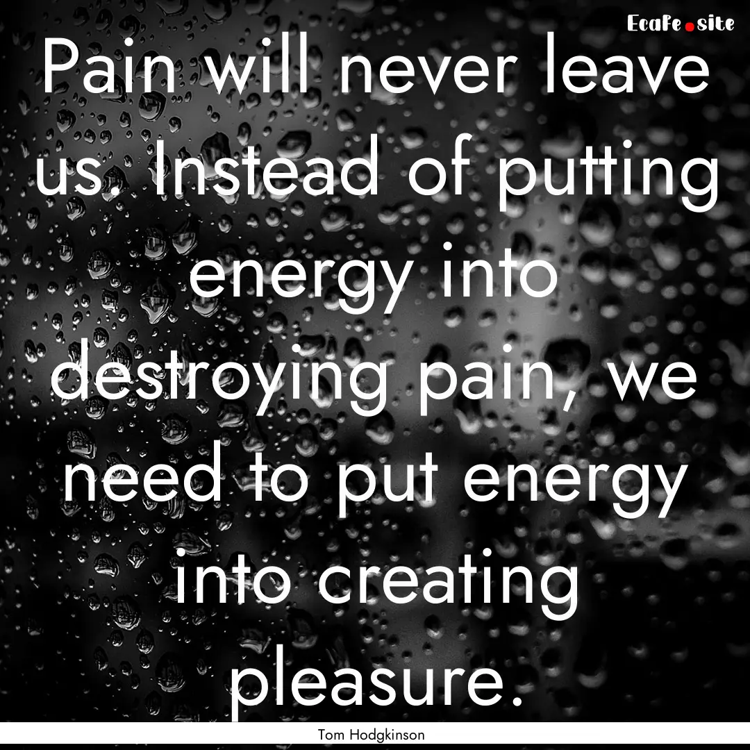 Pain will never leave us. Instead of putting.... : Quote by Tom Hodgkinson