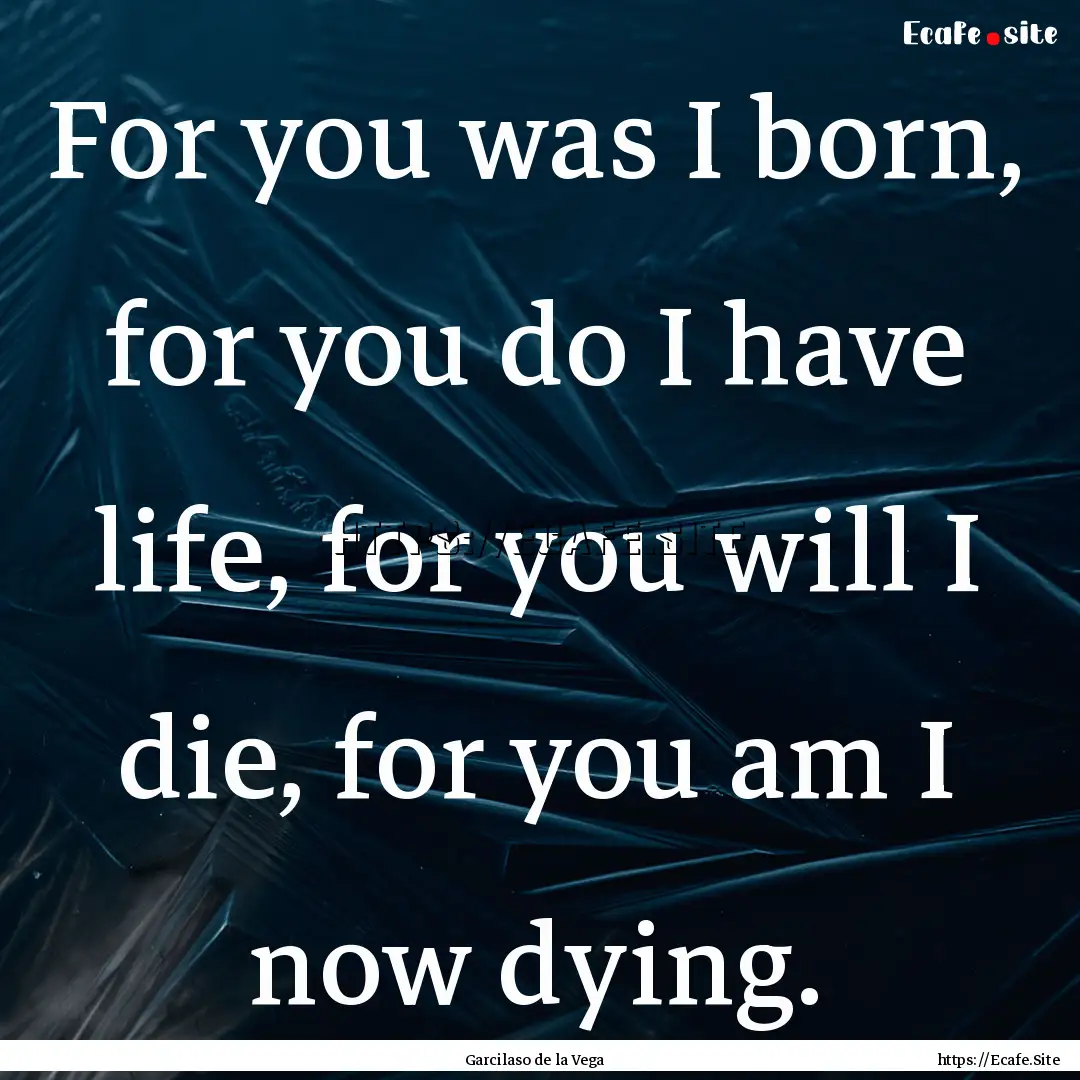 For you was I born, for you do I have life,.... : Quote by Garcilaso de la Vega