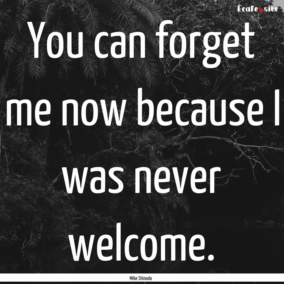 You can forget me now because I was never.... : Quote by Mike Shinoda