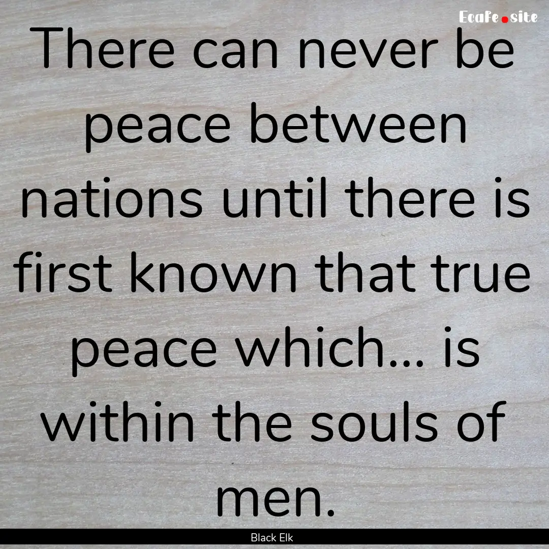 There can never be peace between nations.... : Quote by Black Elk