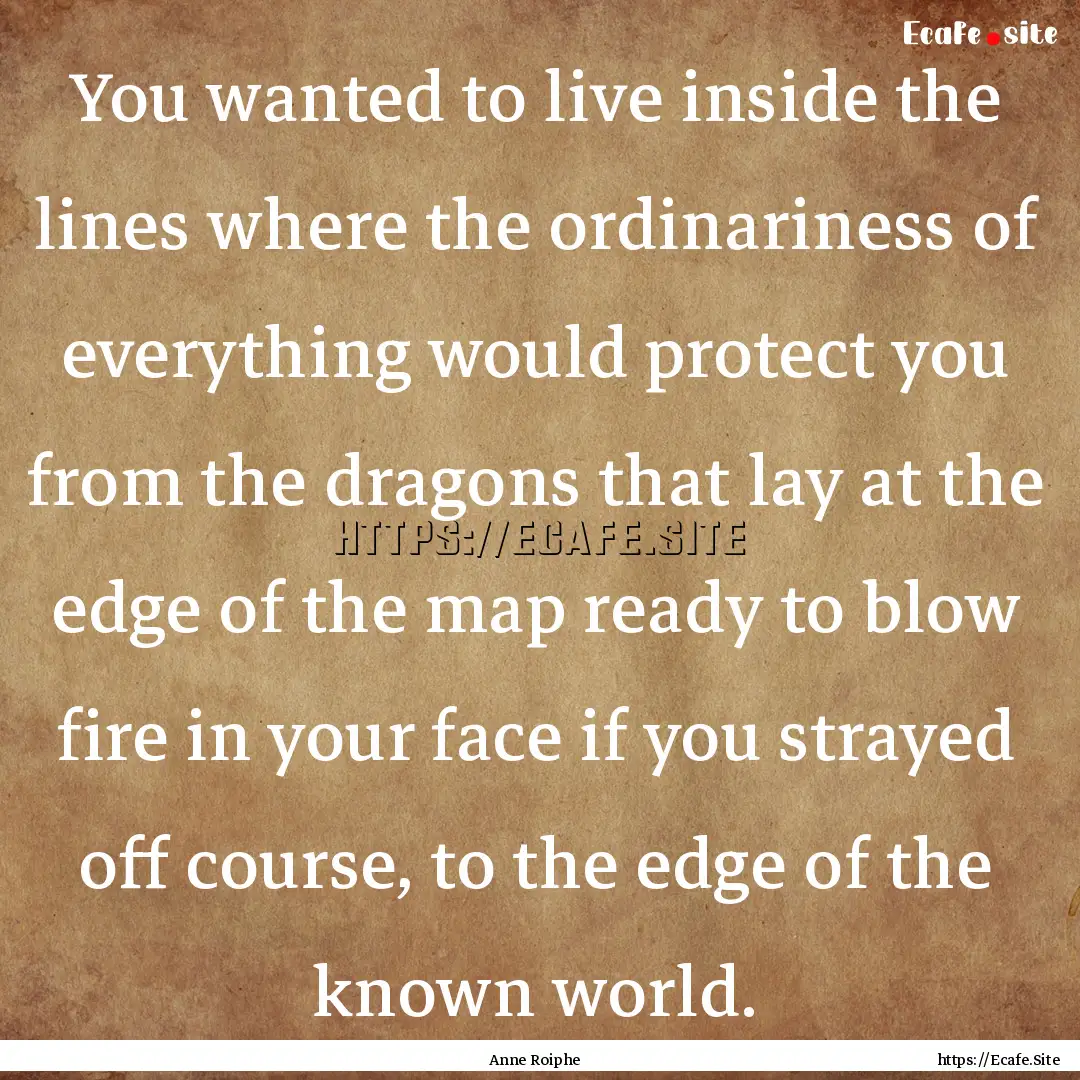 You wanted to live inside the lines where.... : Quote by Anne Roiphe