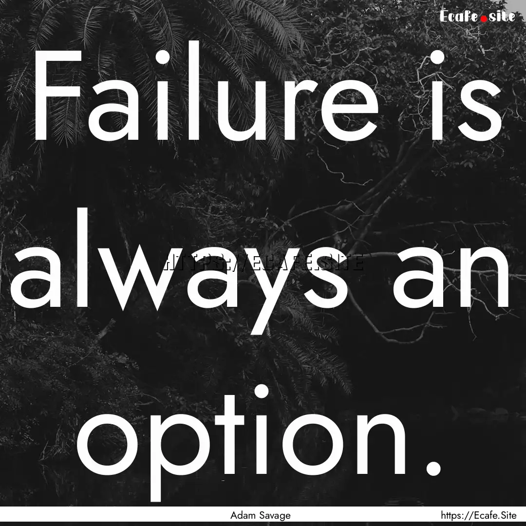 Failure is always an option. : Quote by Adam Savage