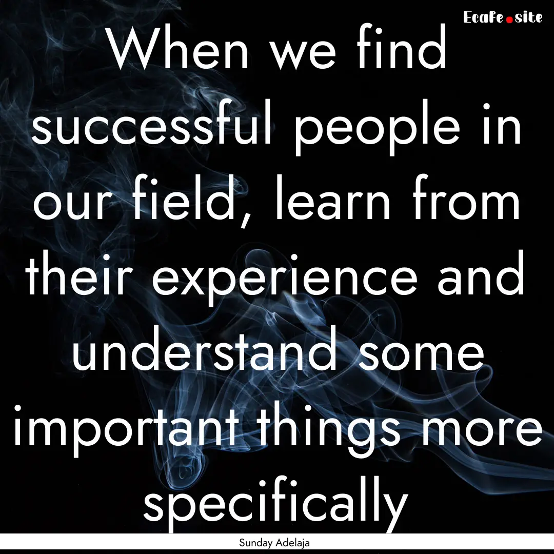 When we find successful people in our field,.... : Quote by Sunday Adelaja