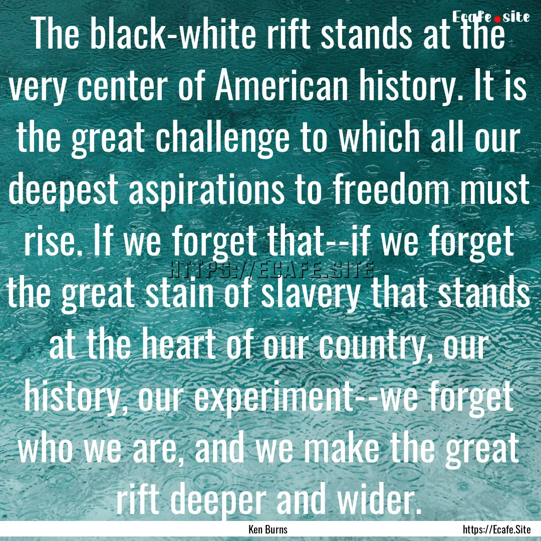 The black-white rift stands at the very center.... : Quote by Ken Burns