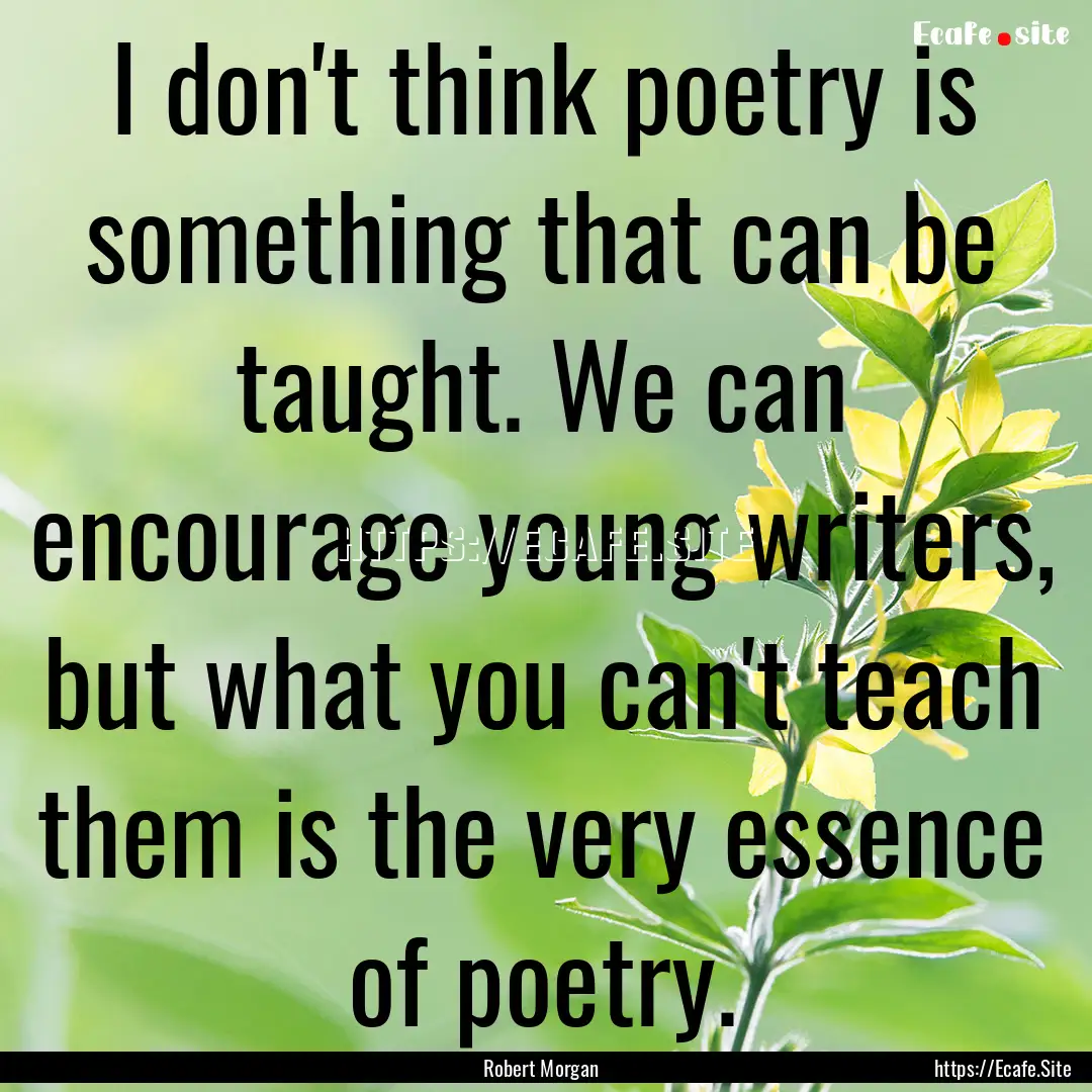 I don't think poetry is something that can.... : Quote by Robert Morgan