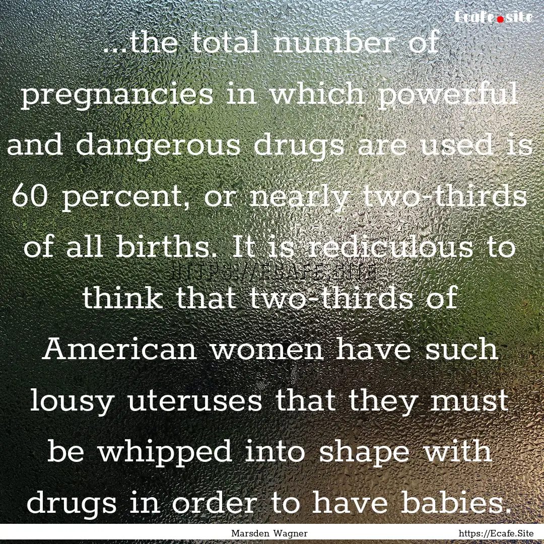 ...the total number of pregnancies in which.... : Quote by Marsden Wagner