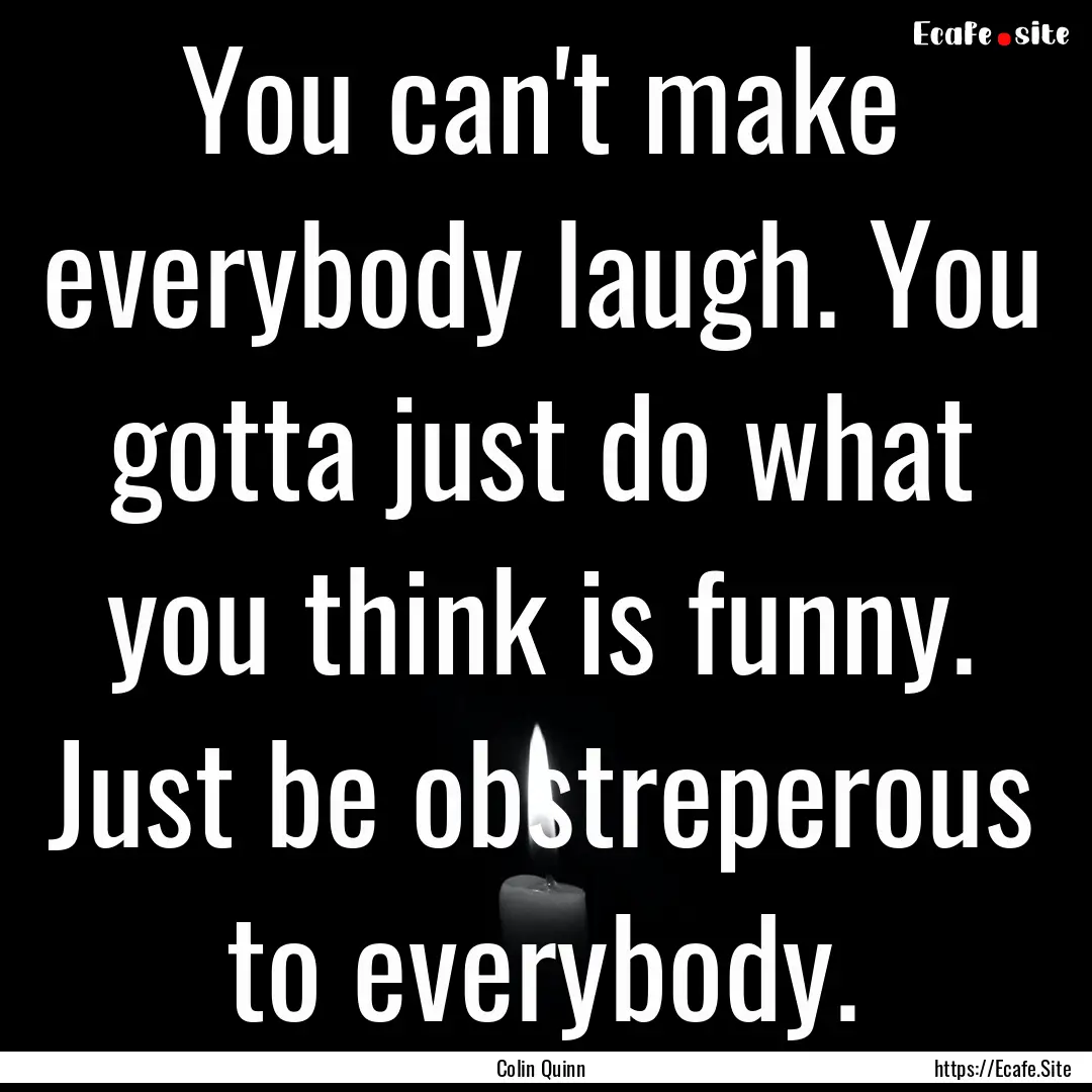 You can't make everybody laugh. You gotta.... : Quote by Colin Quinn