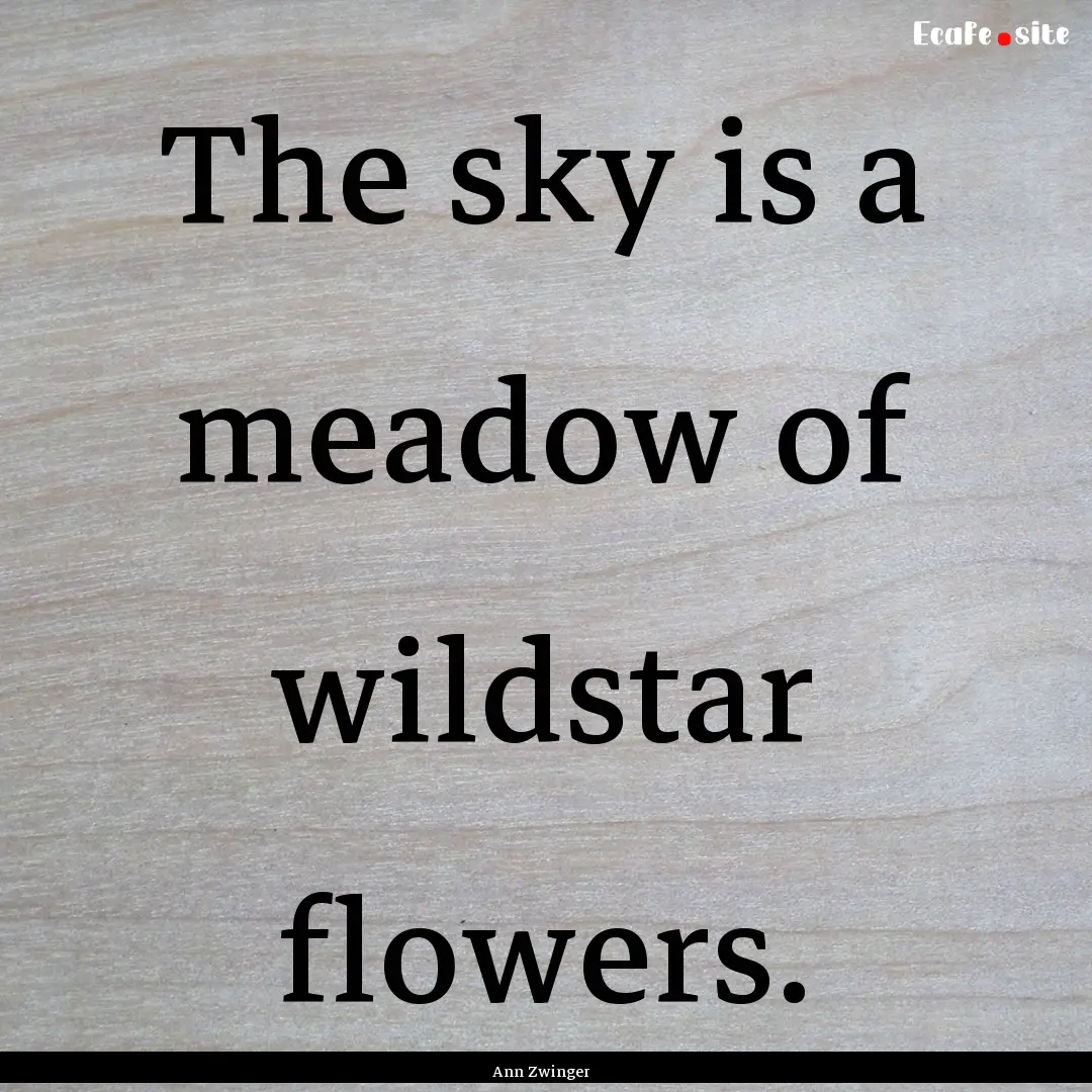 The sky is a meadow of wildstar flowers. : Quote by Ann Zwinger