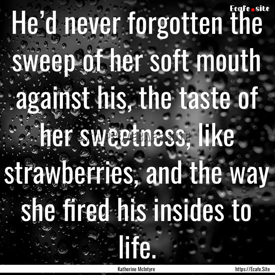 He’d never forgotten the sweep of her soft.... : Quote by Katherine McIntyre