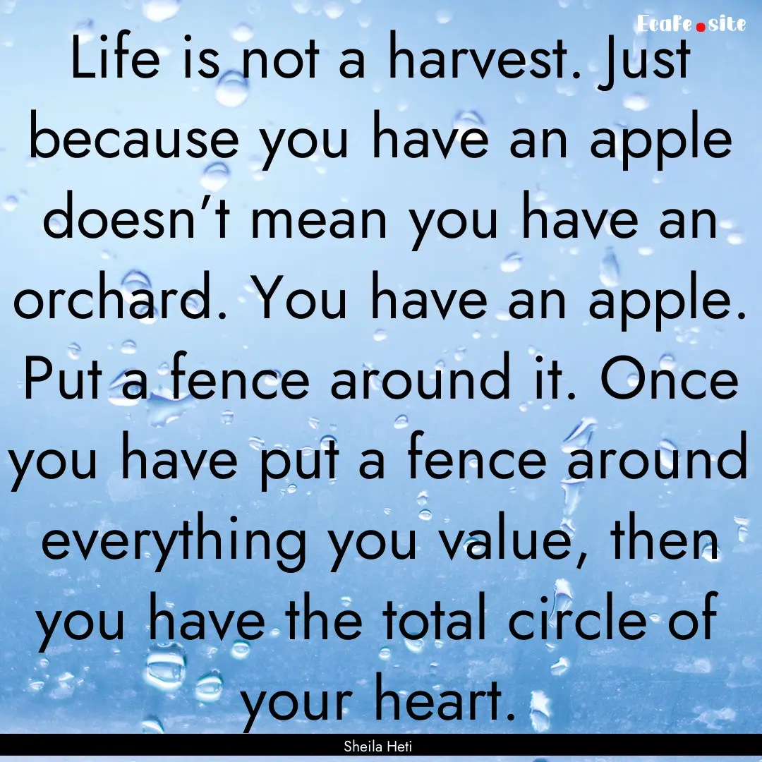 Life is not a harvest. Just because you have.... : Quote by Sheila Heti