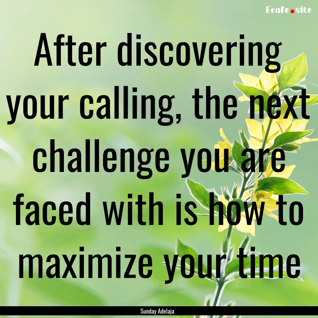 After discovering your calling, the next.... : Quote by Sunday Adelaja