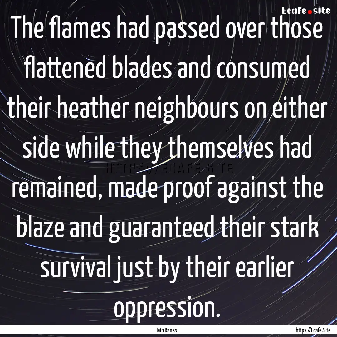 The flames had passed over those flattened.... : Quote by Iain Banks