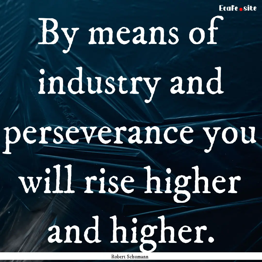 By means of industry and perseverance you.... : Quote by Robert Schumann