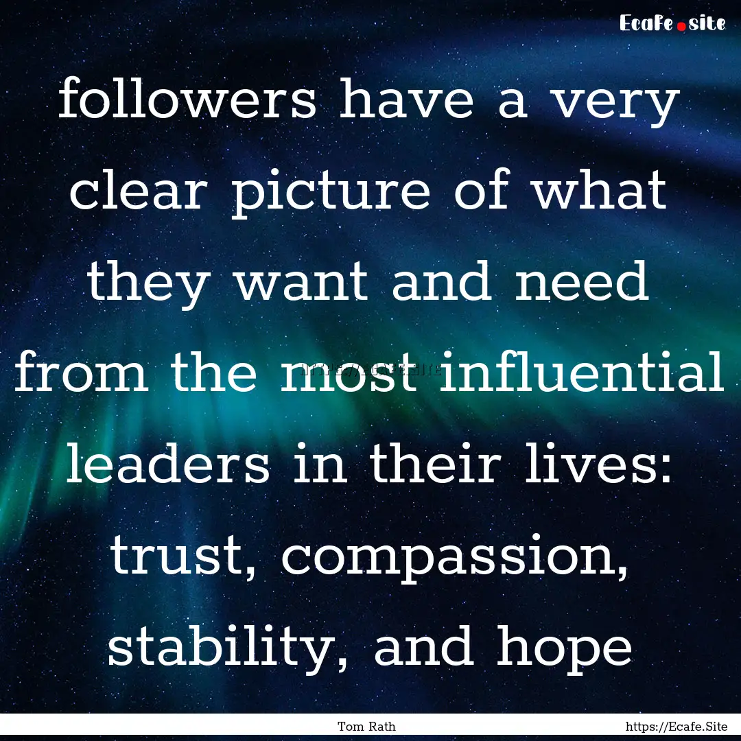 followers have a very clear picture of what.... : Quote by Tom Rath