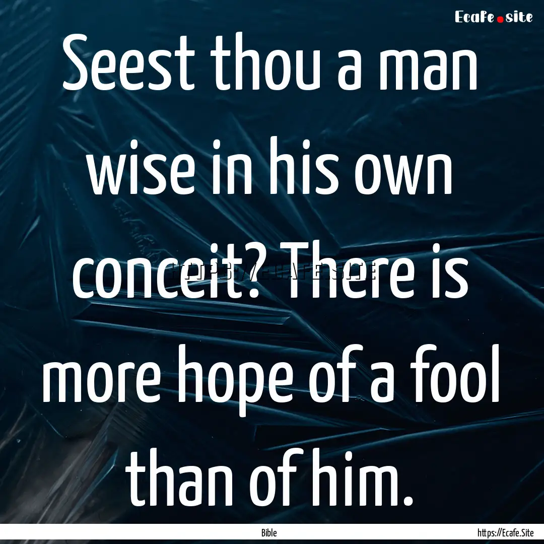 Seest thou a man wise in his own conceit?.... : Quote by Bible