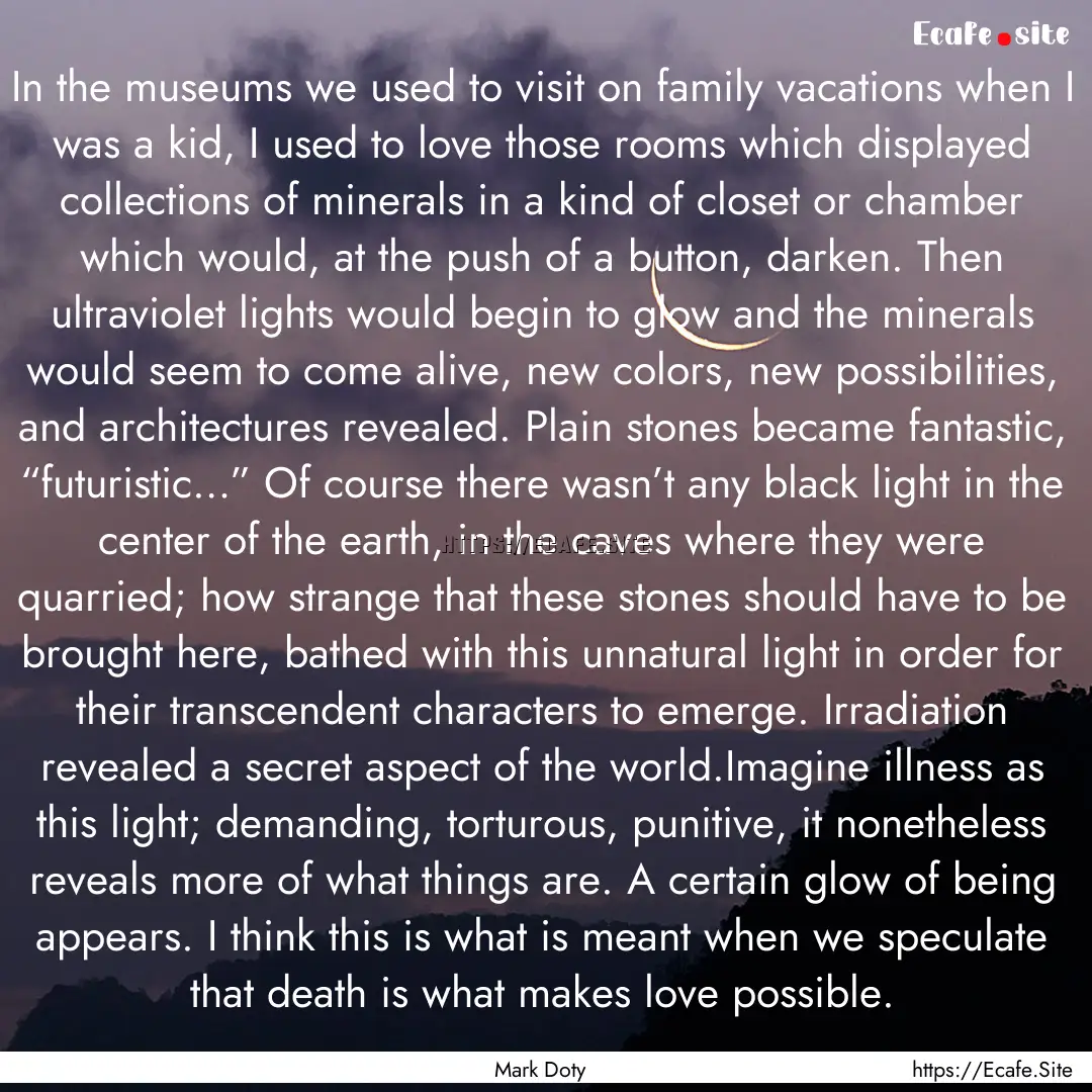 In the museums we used to visit on family.... : Quote by Mark Doty