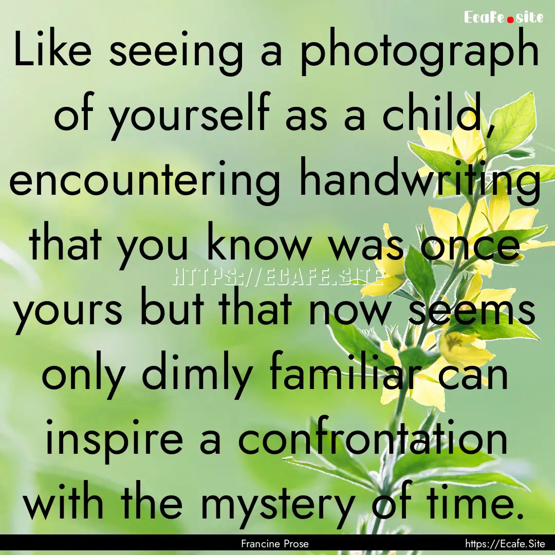 Like seeing a photograph of yourself as a.... : Quote by Francine Prose