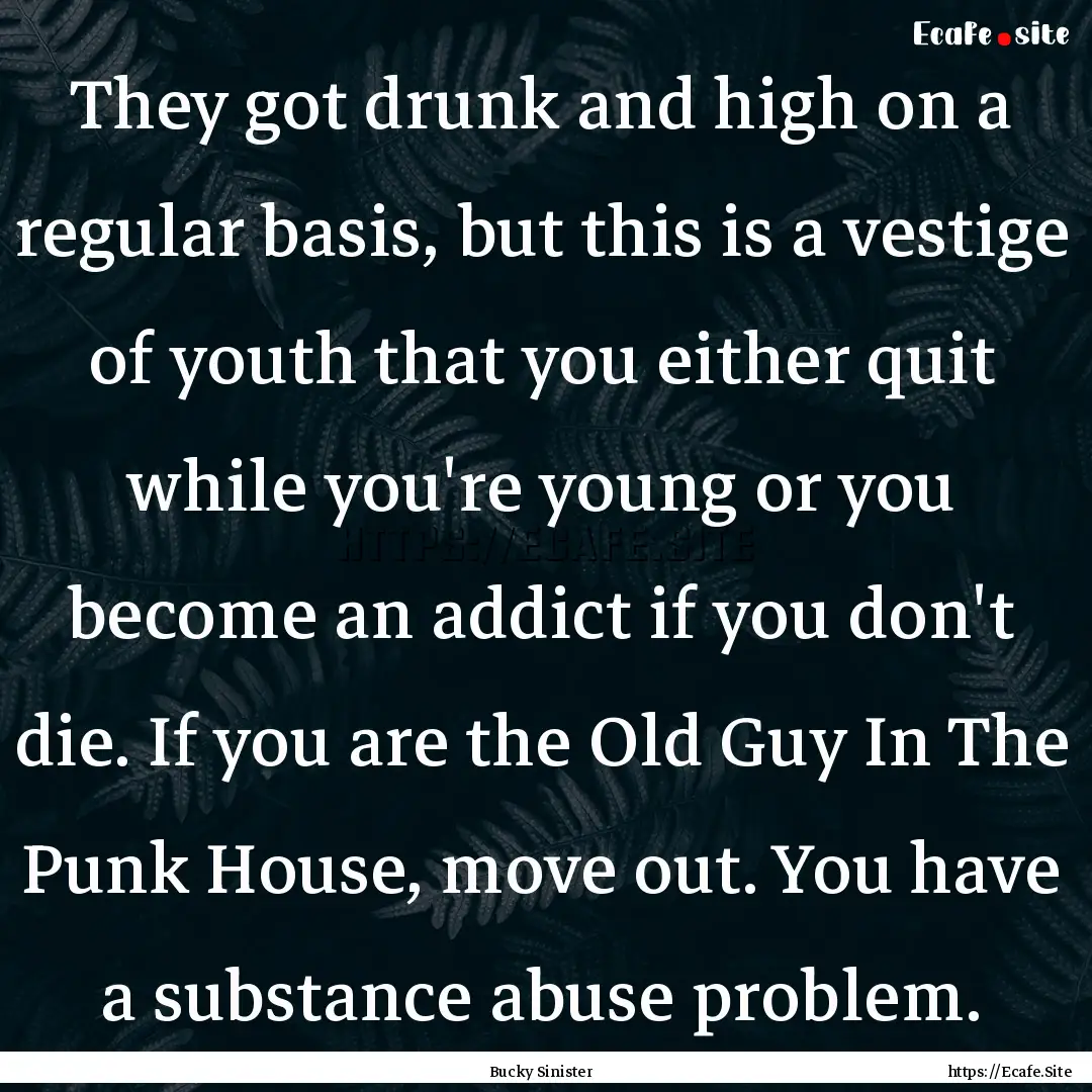 They got drunk and high on a regular basis,.... : Quote by Bucky Sinister