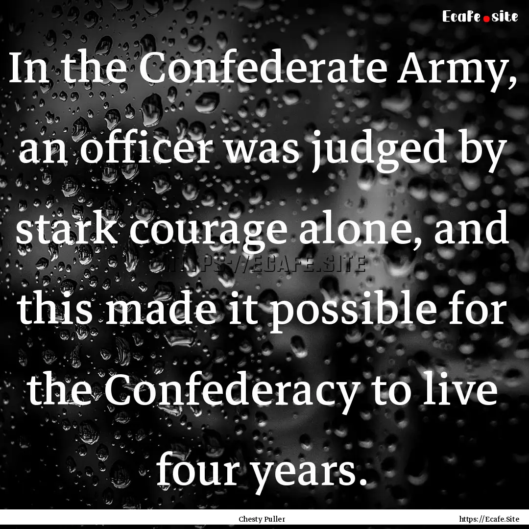 In the Confederate Army, an officer was judged.... : Quote by Chesty Puller