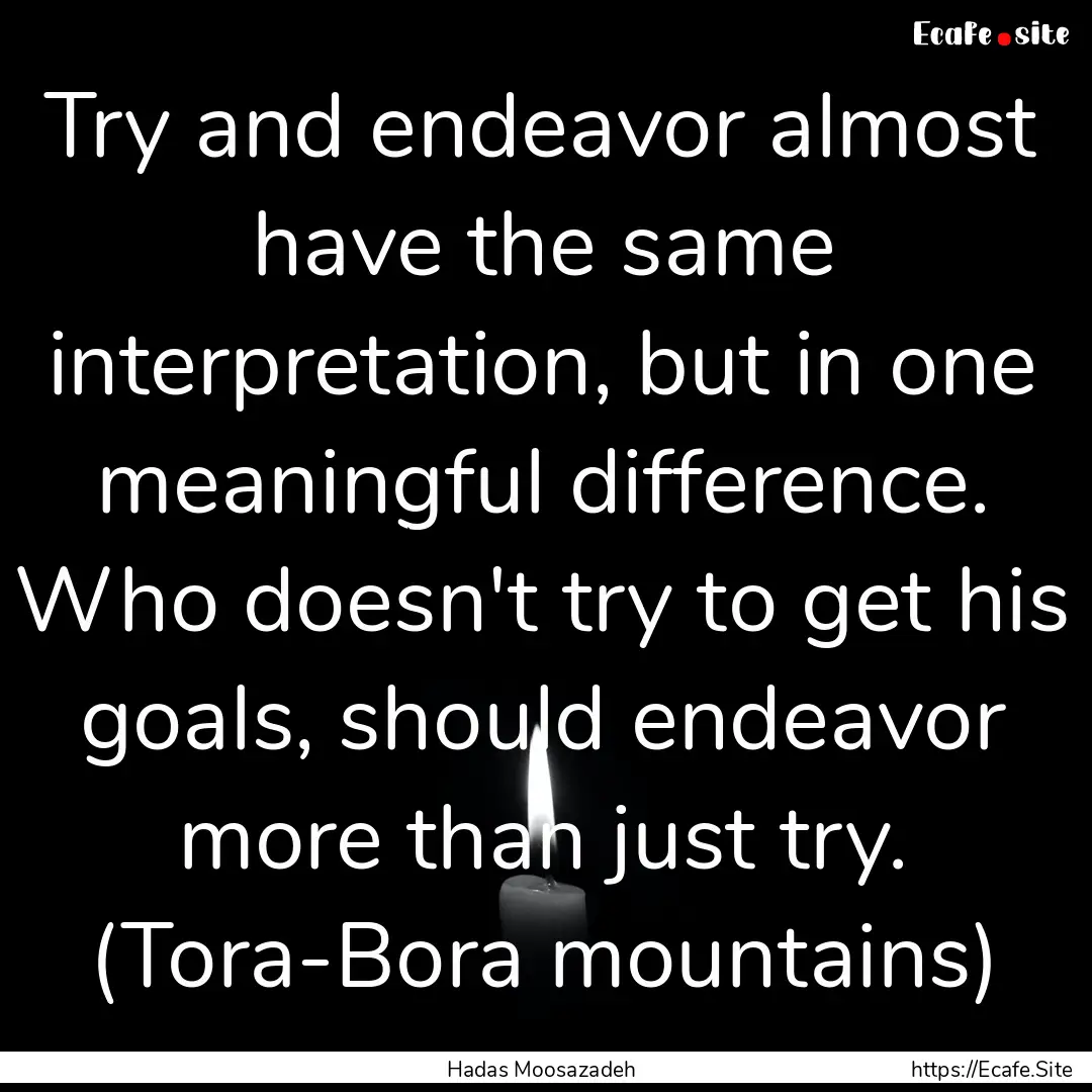 Try and endeavor almost have the same interpretation,.... : Quote by Hadas Moosazadeh