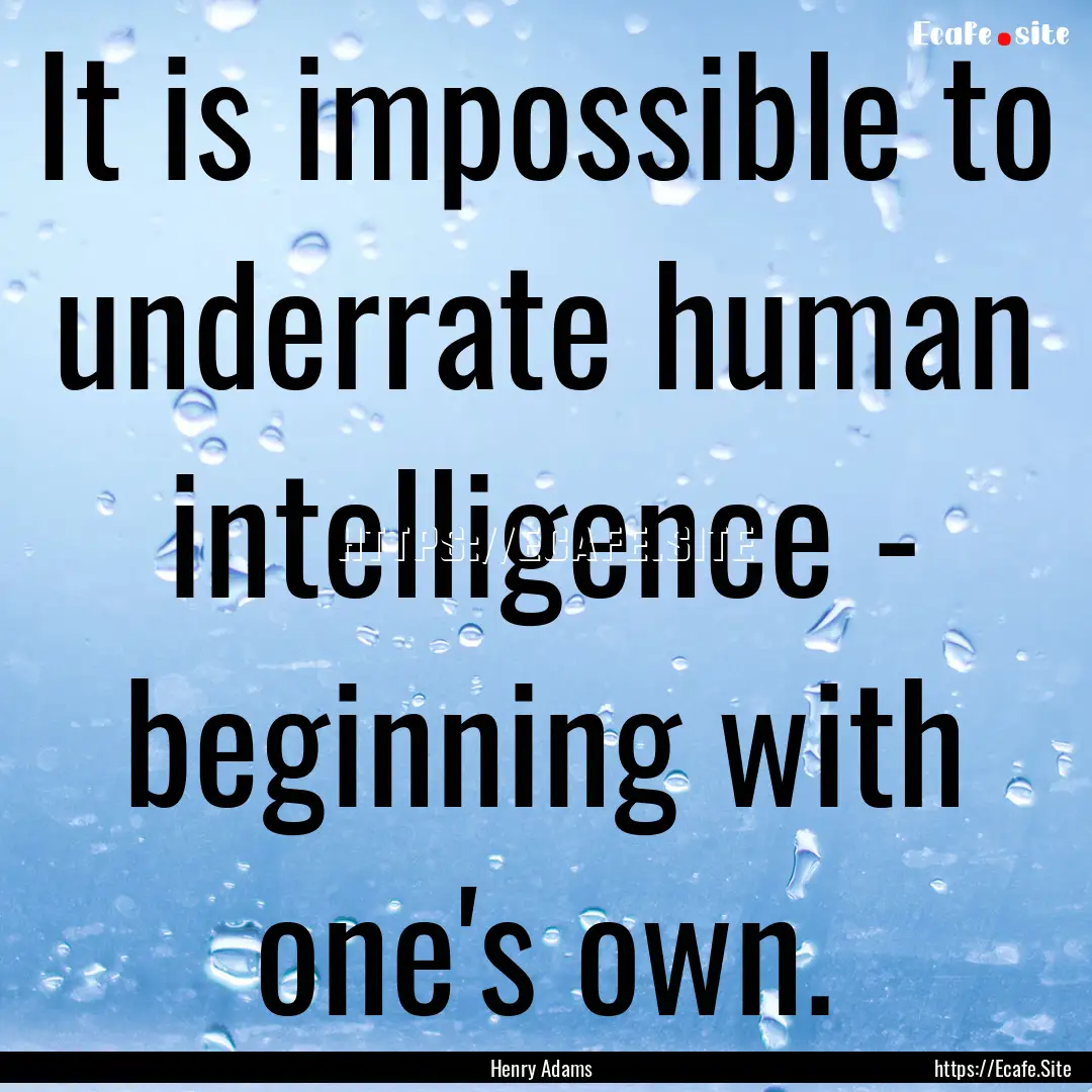 It is impossible to underrate human intelligence.... : Quote by Henry Adams