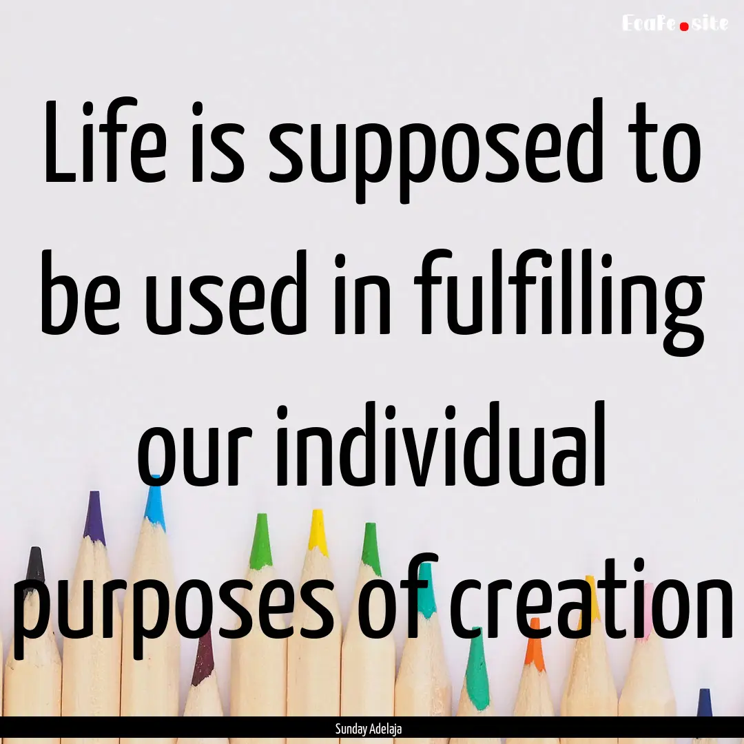 Life is supposed to be used in fulfilling.... : Quote by Sunday Adelaja