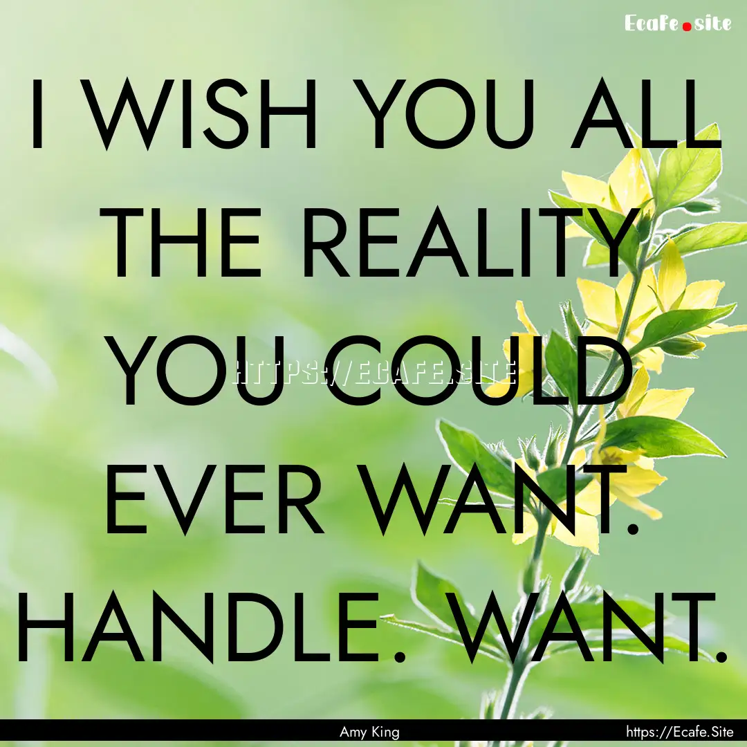 I WISH YOU ALL THE REALITY YOU COULD EVER.... : Quote by Amy King