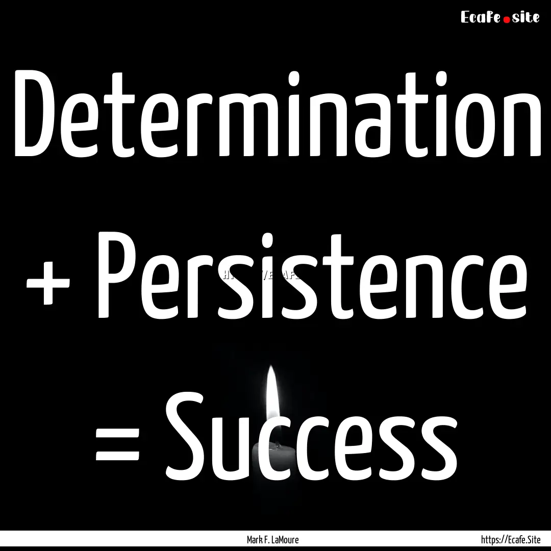 Determination + Persistence = Success : Quote by Mark F. LaMoure