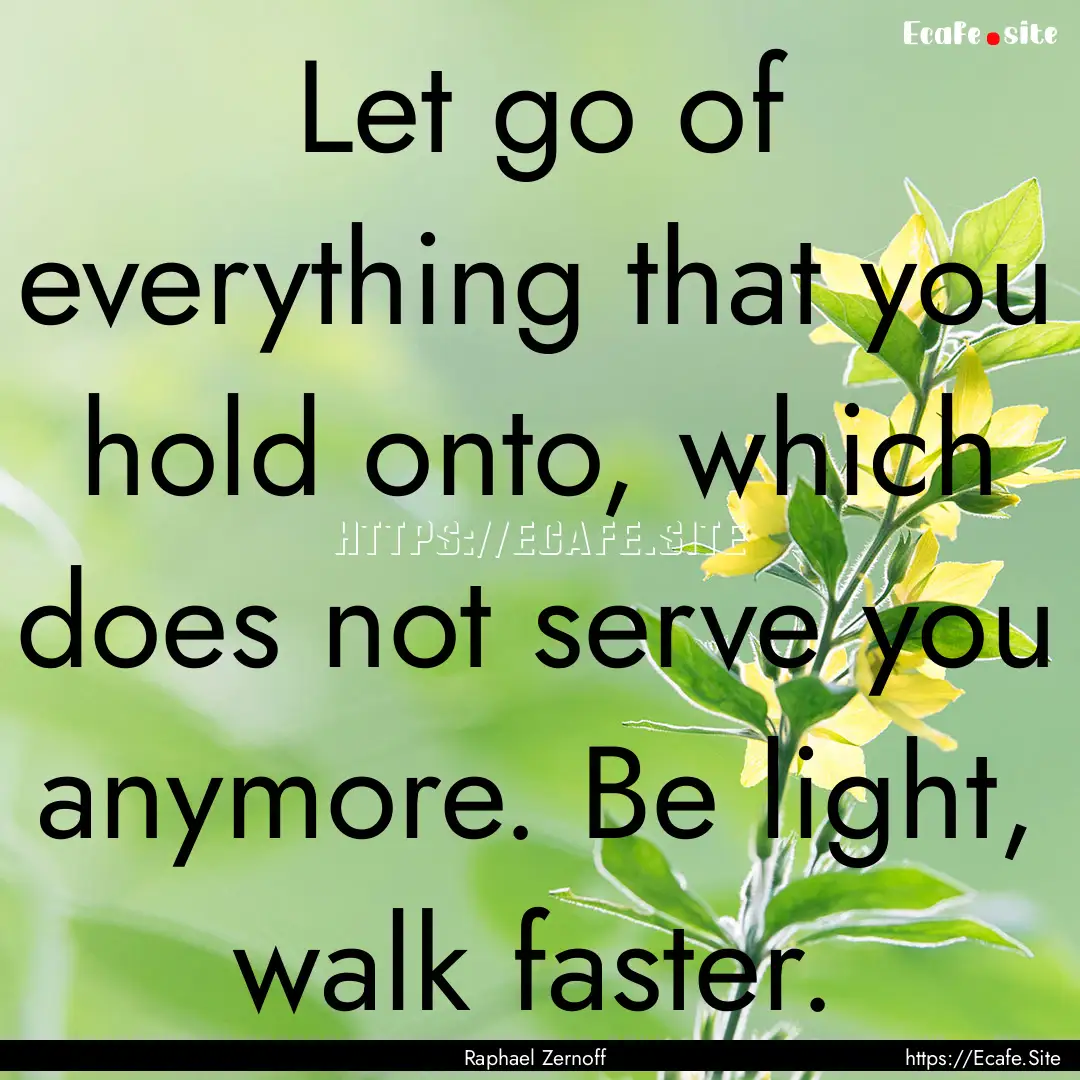 Let go of everything that you hold onto,.... : Quote by Raphael Zernoff