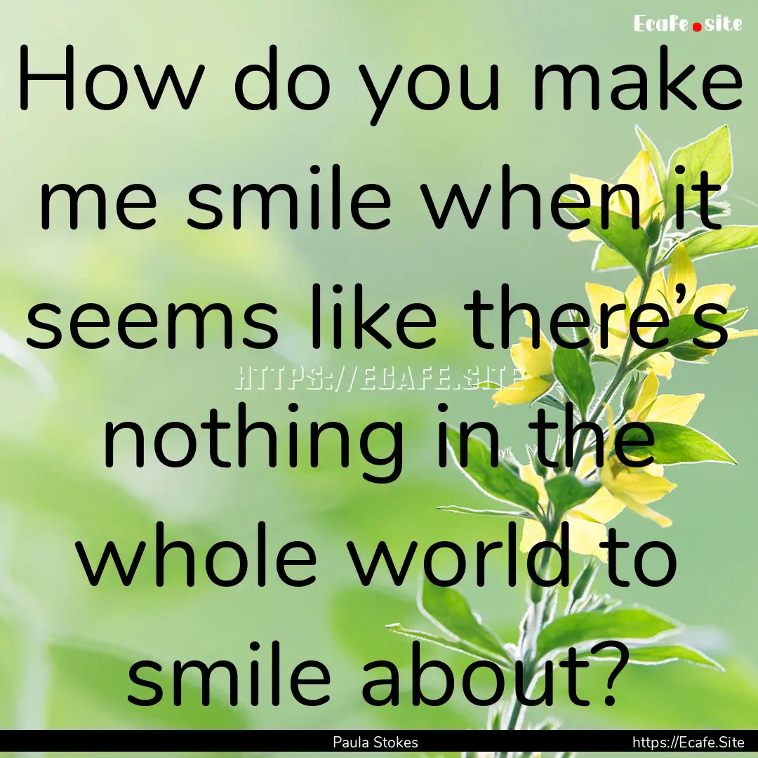 How do you make me smile when it seems like.... : Quote by Paula Stokes