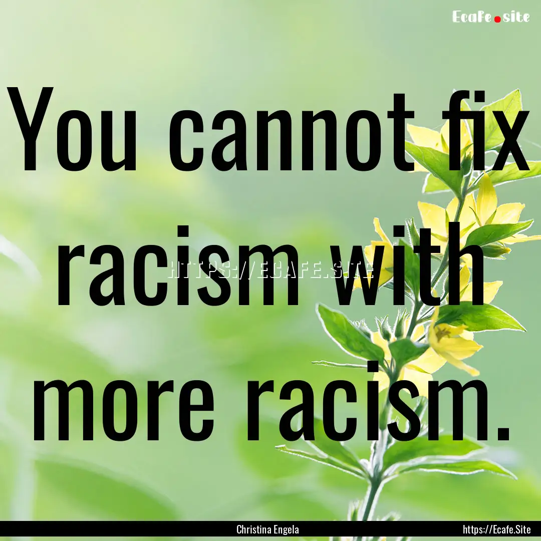 You cannot fix racism with more racism. : Quote by Christina Engela