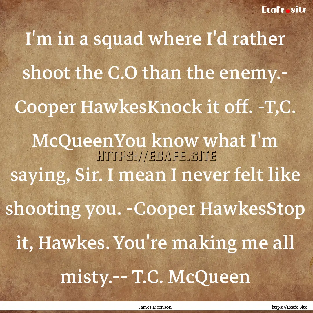 I'm in a squad where I'd rather shoot the.... : Quote by James Morrison