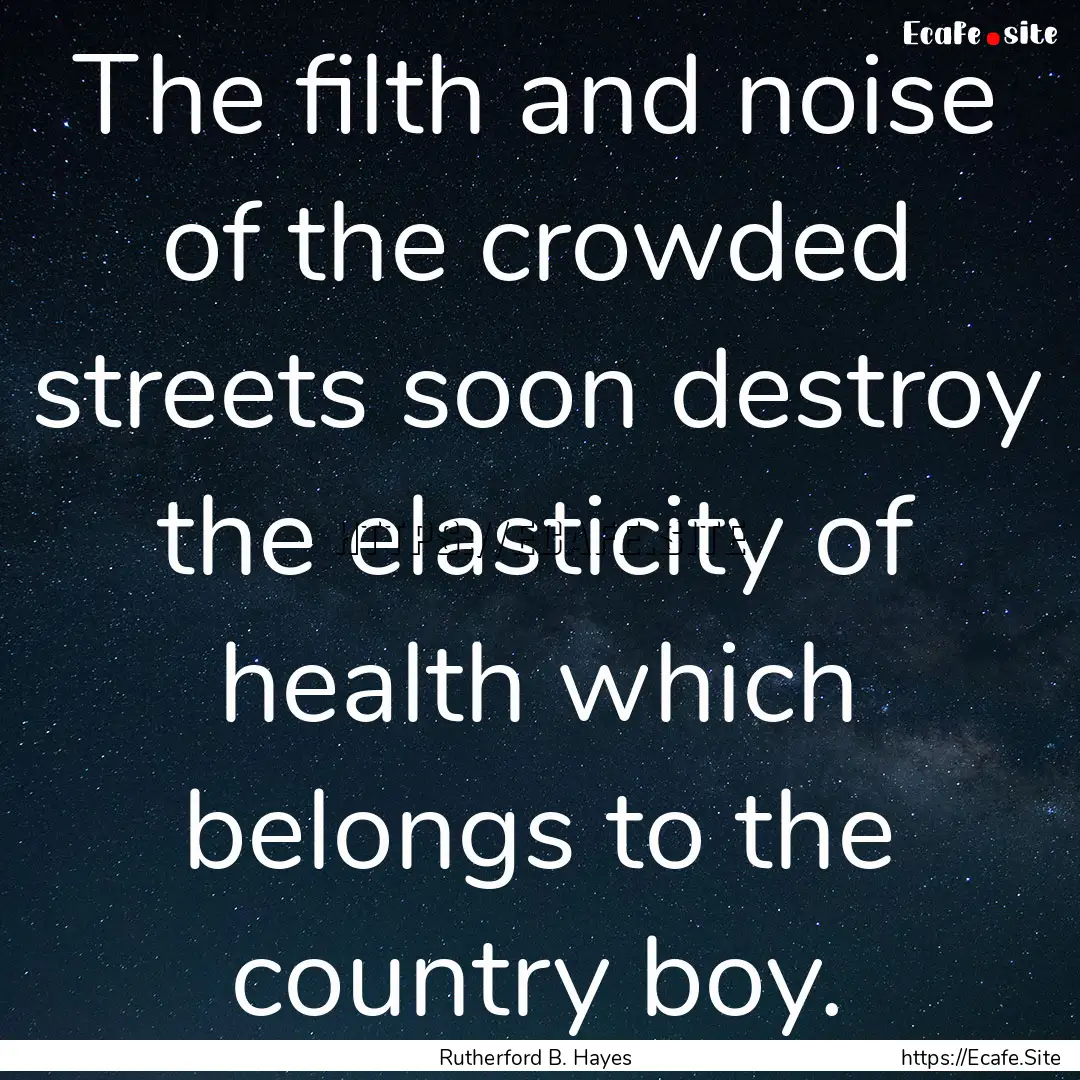 The filth and noise of the crowded streets.... : Quote by Rutherford B. Hayes