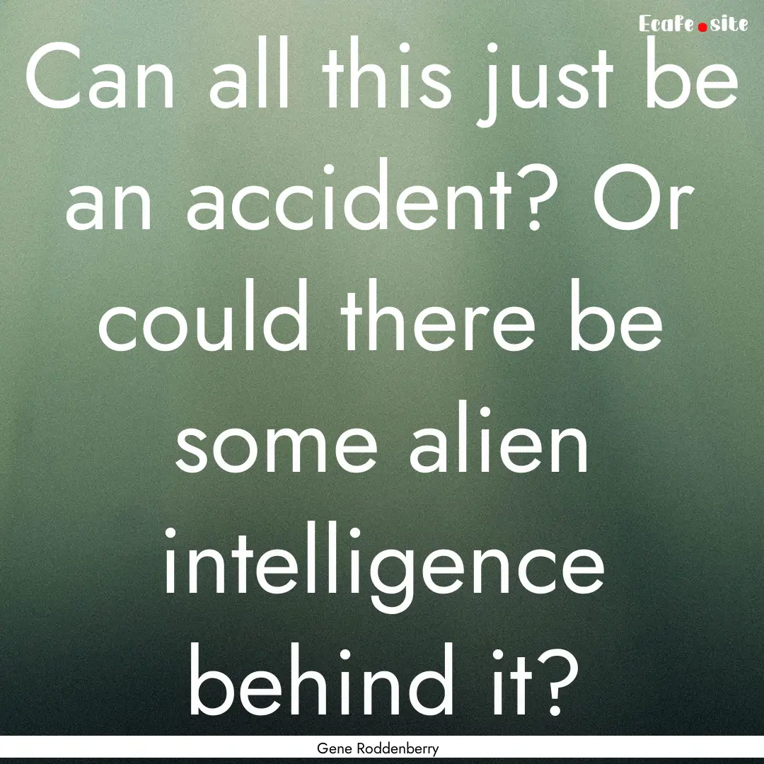 Can all this just be an accident? Or could.... : Quote by Gene Roddenberry