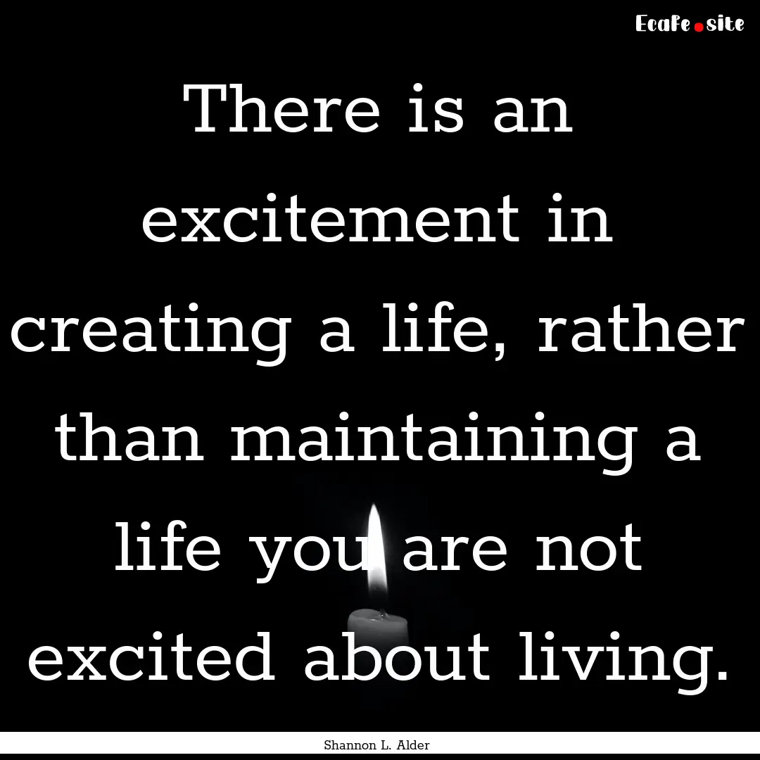 There is an excitement in creating a life,.... : Quote by Shannon L. Alder