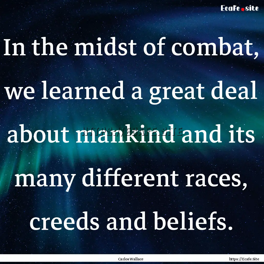 In the midst of combat, we learned a great.... : Quote by Carlos Wallace