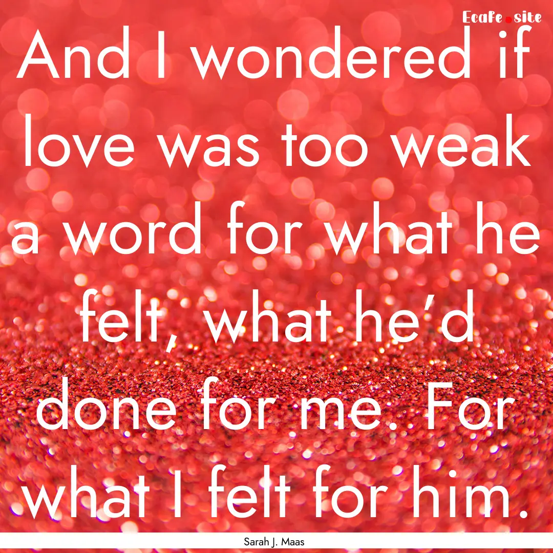 And I wondered if love was too weak a word.... : Quote by Sarah J. Maas