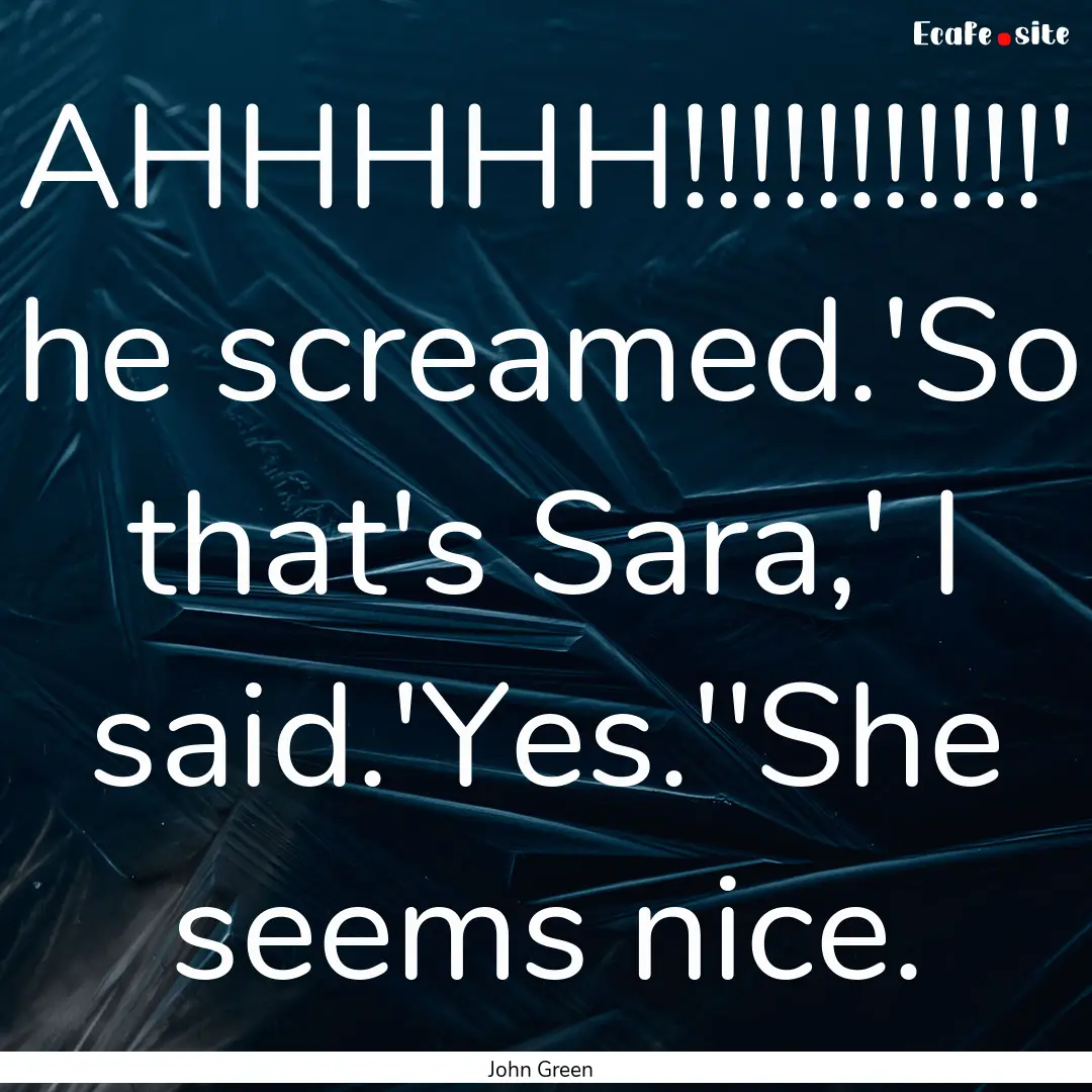 AHHHHH!!!!!!!!!!!' he screamed.'So that's.... : Quote by John Green