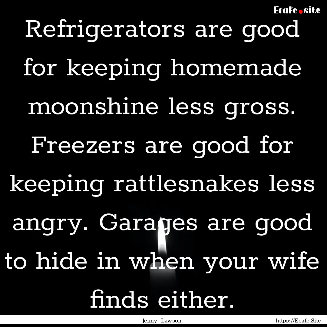 Refrigerators are good for keeping homemade.... : Quote by Jenny Lawson