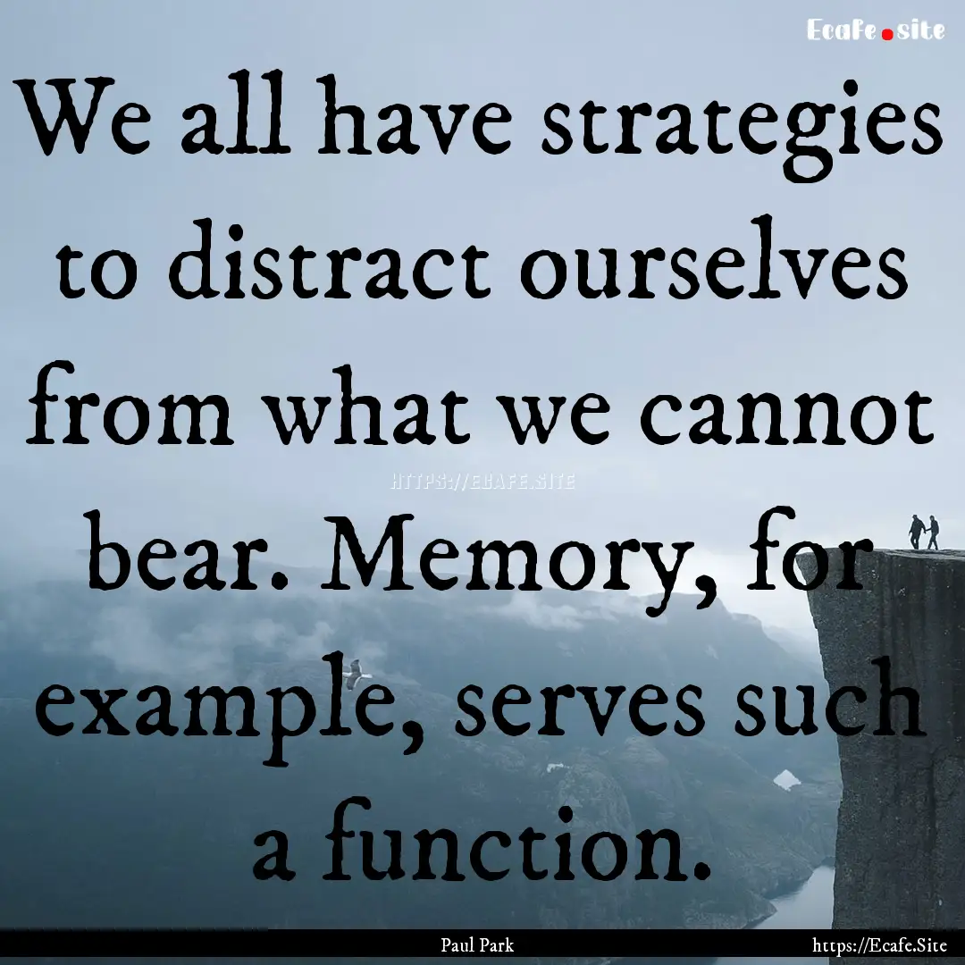 We all have strategies to distract ourselves.... : Quote by Paul Park