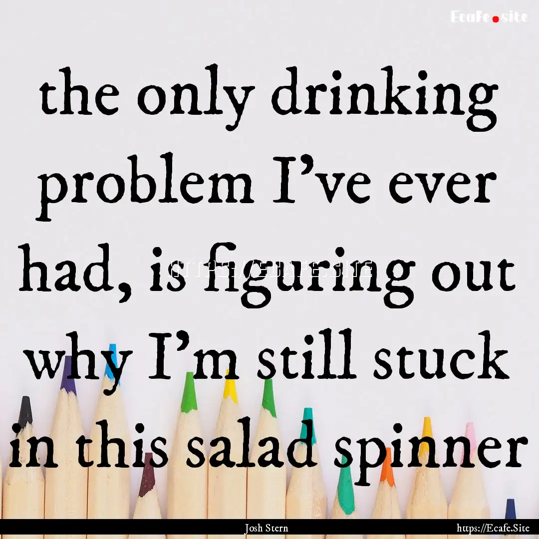 the only drinking problem I've ever had,.... : Quote by Josh Stern