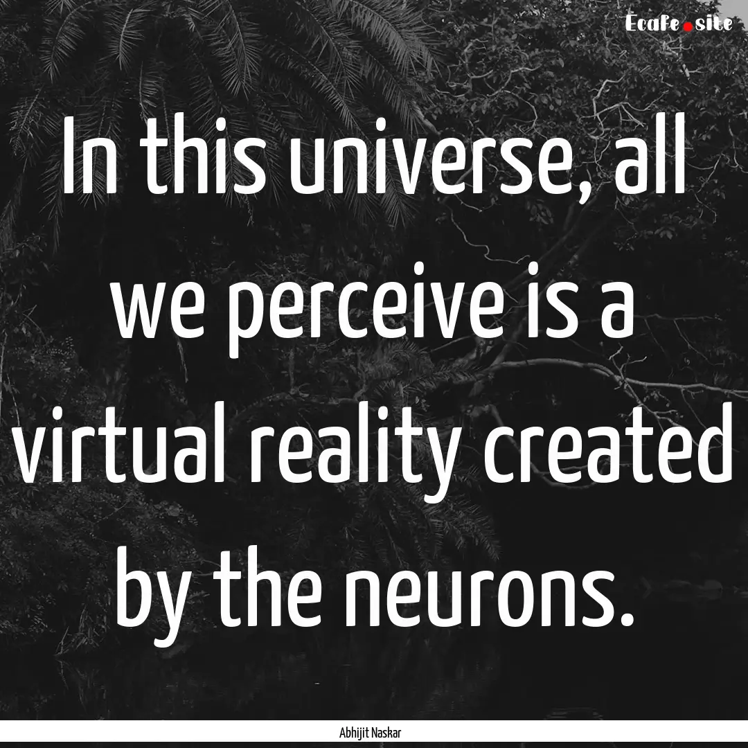 In this universe, all we perceive is a virtual.... : Quote by Abhijit Naskar