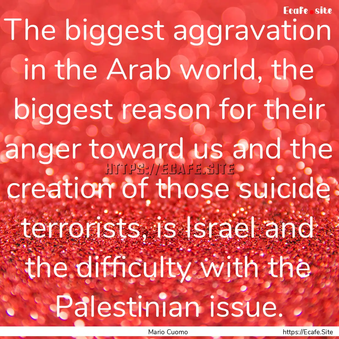 The biggest aggravation in the Arab world,.... : Quote by Mario Cuomo