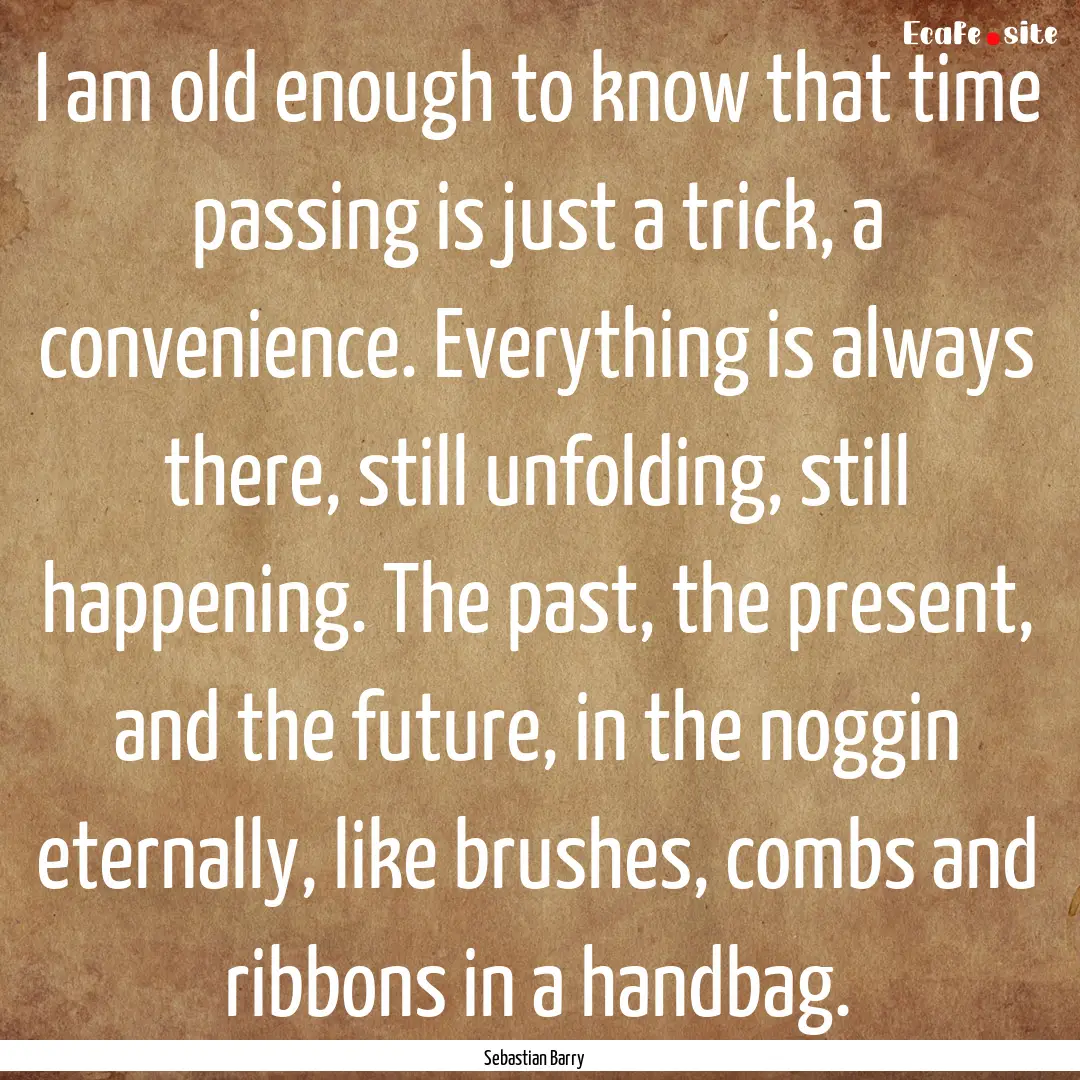 I am old enough to know that time passing.... : Quote by Sebastian Barry