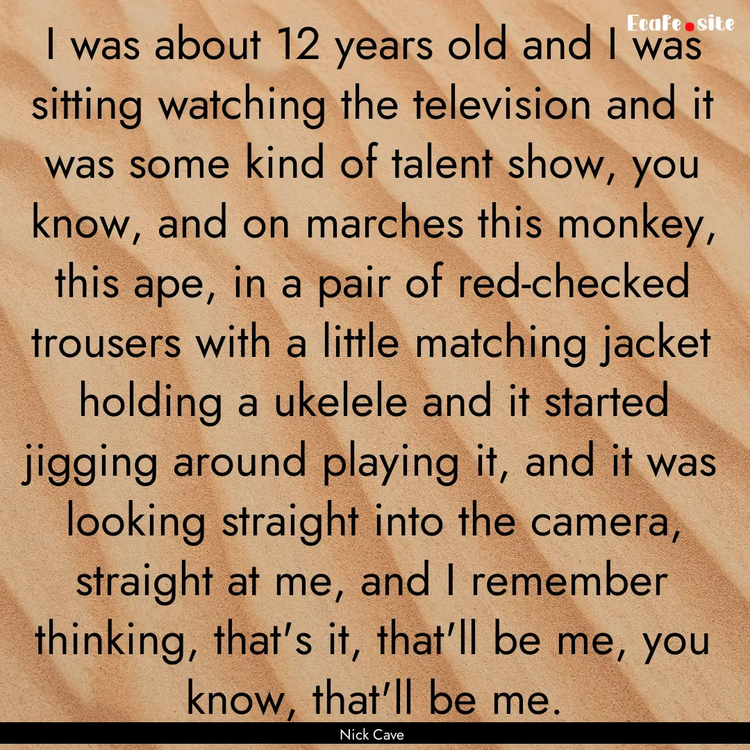 I was about 12 years old and I was sitting.... : Quote by Nick Cave