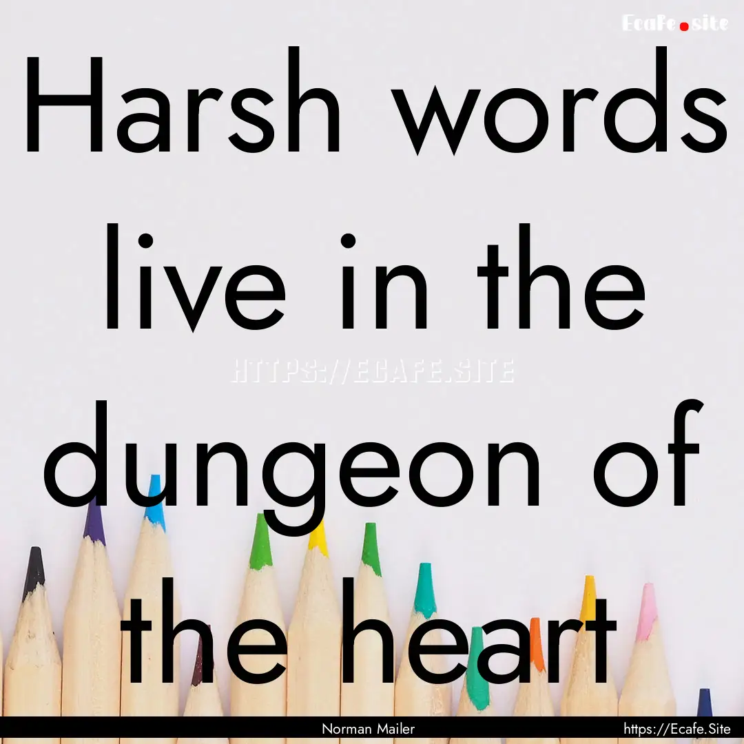 Harsh words live in the dungeon of the heart.... : Quote by Norman Mailer